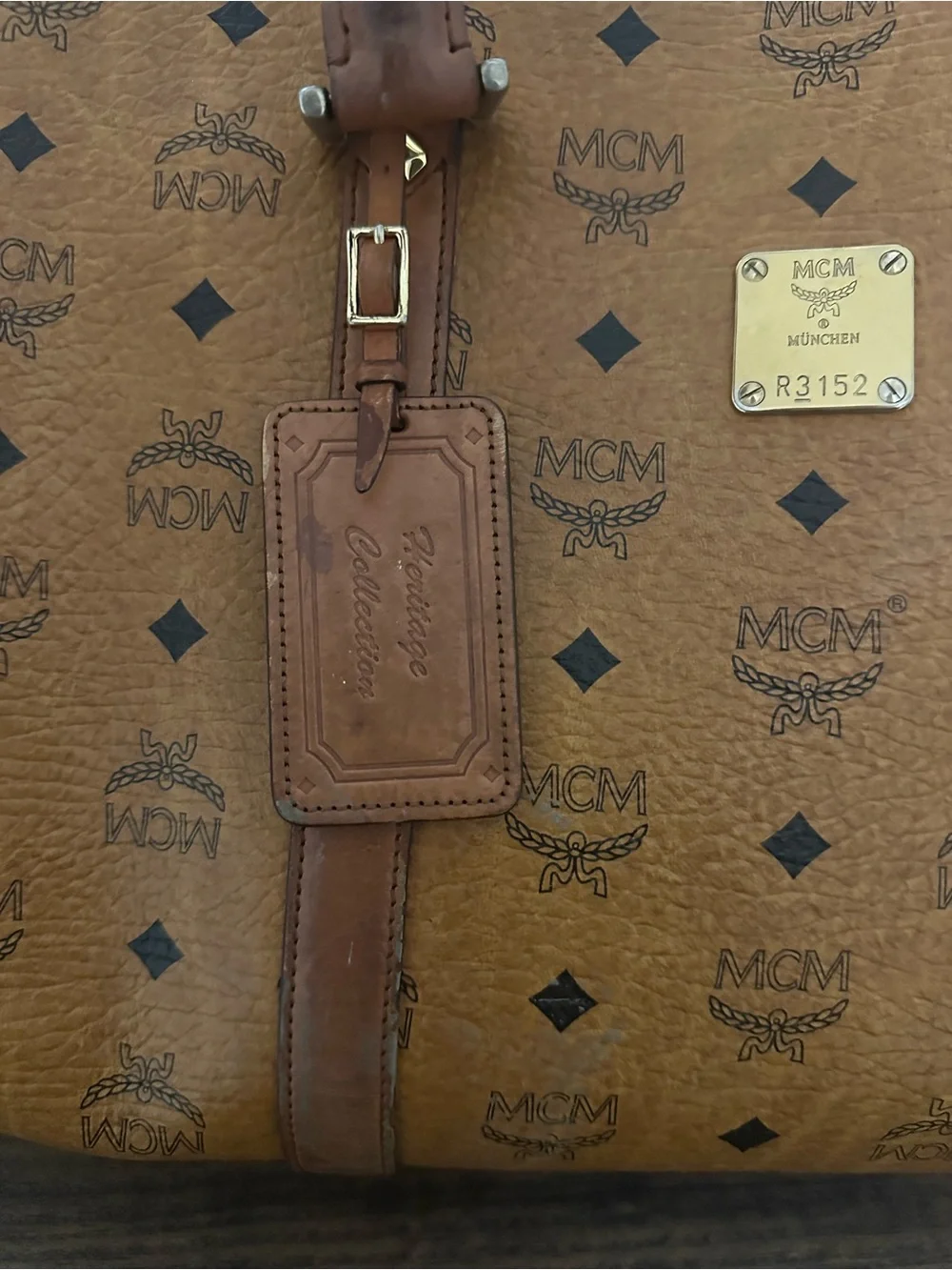 Vintage MCM Cognac Visetos Leather Weekender Bag